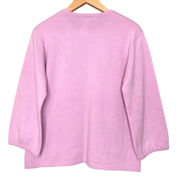 Medium Light Purple Orvis 100% Cashmere Crew Neck Sweater Pullover Mauve - Picture 6 of 9